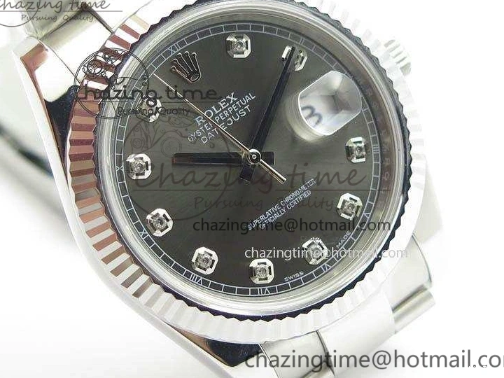 MiroTime 0105 GoodFit DateJust 41mm 126334 Noob 1:1 Best Edition Fluted Bezel Gray Diam Dial On SS Oyster Bracelet A 3585